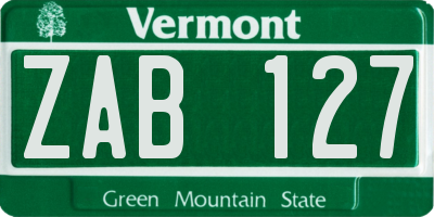 VT license plate ZAB127
