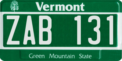 VT license plate ZAB131