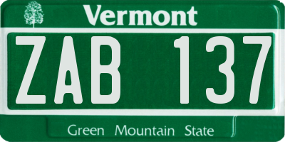 VT license plate ZAB137