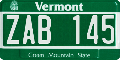 VT license plate ZAB145
