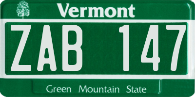 VT license plate ZAB147