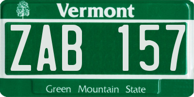 VT license plate ZAB157