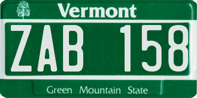 VT license plate ZAB158