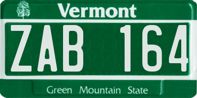 VT license plate ZAB164