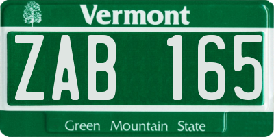 VT license plate ZAB165