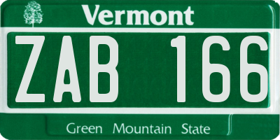 VT license plate ZAB166