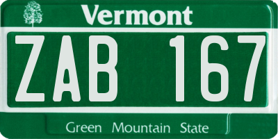 VT license plate ZAB167