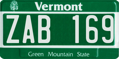VT license plate ZAB169