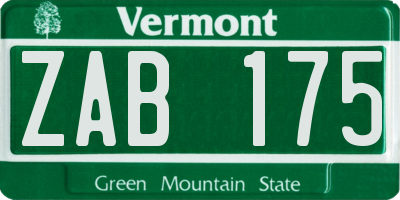 VT license plate ZAB175