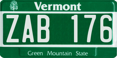 VT license plate ZAB176