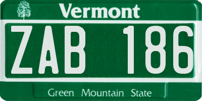VT license plate ZAB186