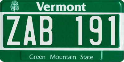 VT license plate ZAB191