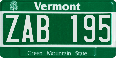 VT license plate ZAB195