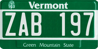 VT license plate ZAB197
