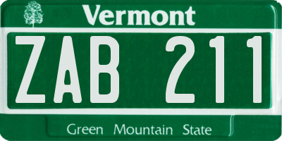 VT license plate ZAB211