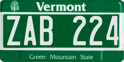 VT license plate ZAB224