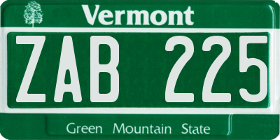 VT license plate ZAB225