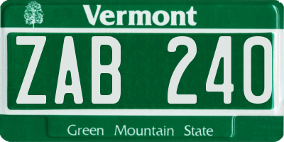 VT license plate ZAB240