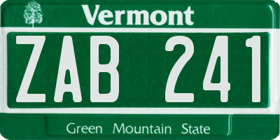 VT license plate ZAB241