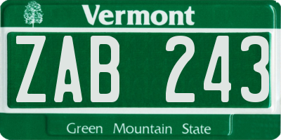 VT license plate ZAB243