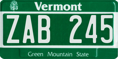 VT license plate ZAB245