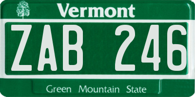 VT license plate ZAB246