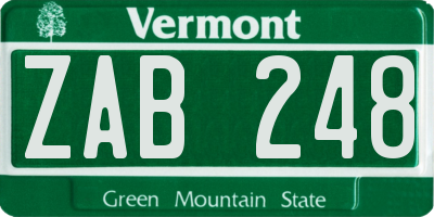 VT license plate ZAB248