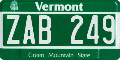VT license plate ZAB249