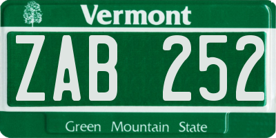 VT license plate ZAB252