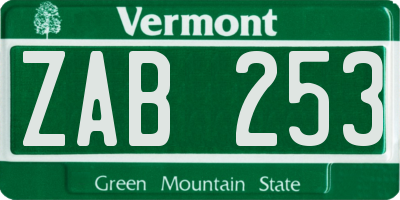VT license plate ZAB253