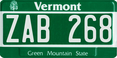 VT license plate ZAB268