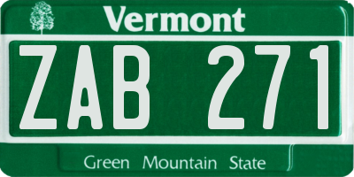 VT license plate ZAB271