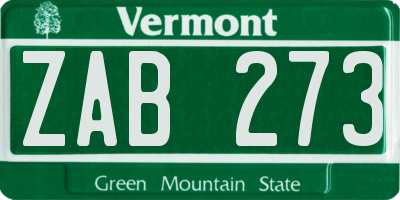 VT license plate ZAB273