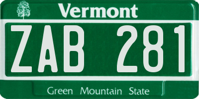 VT license plate ZAB281