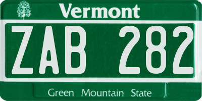 VT license plate ZAB282
