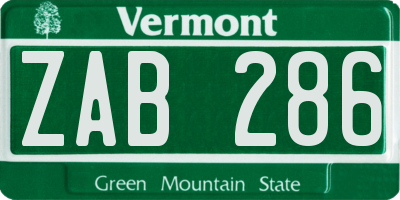 VT license plate ZAB286