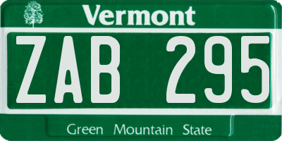 VT license plate ZAB295
