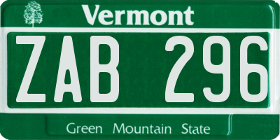 VT license plate ZAB296