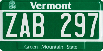 VT license plate ZAB297