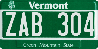 VT license plate ZAB304