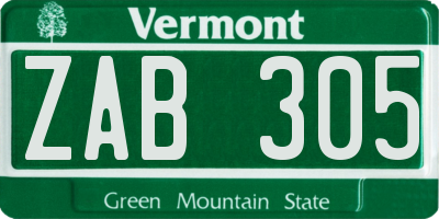 VT license plate ZAB305