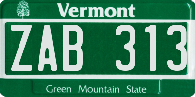 VT license plate ZAB313