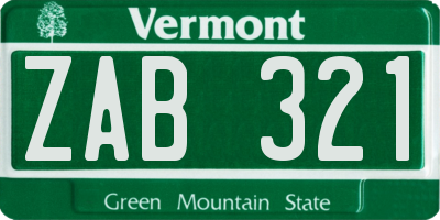 VT license plate ZAB321