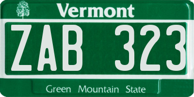 VT license plate ZAB323