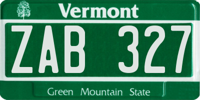 VT license plate ZAB327
