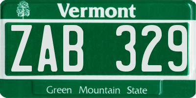 VT license plate ZAB329