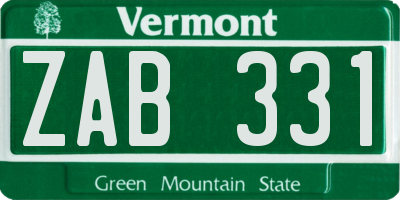 VT license plate ZAB331
