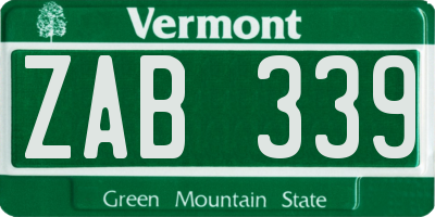 VT license plate ZAB339