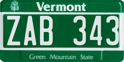 VT license plate ZAB343