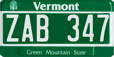 VT license plate ZAB347